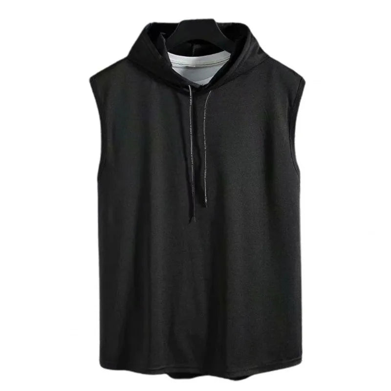 M-3XL Men's Tank Tops Vest Sleeveless Tees Hooded Male T Shirt Gym Exercise Sports Golf Shirt Korean Style Casual Solid Color