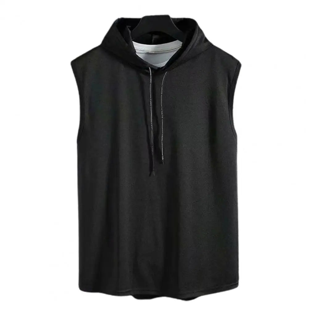 M-3XL Men's Tank Tops Vest Sleeveless Tees Hooded Male T Shirt Gym Exercise Sports Golf Shirt Korean Style Casual Solid Color