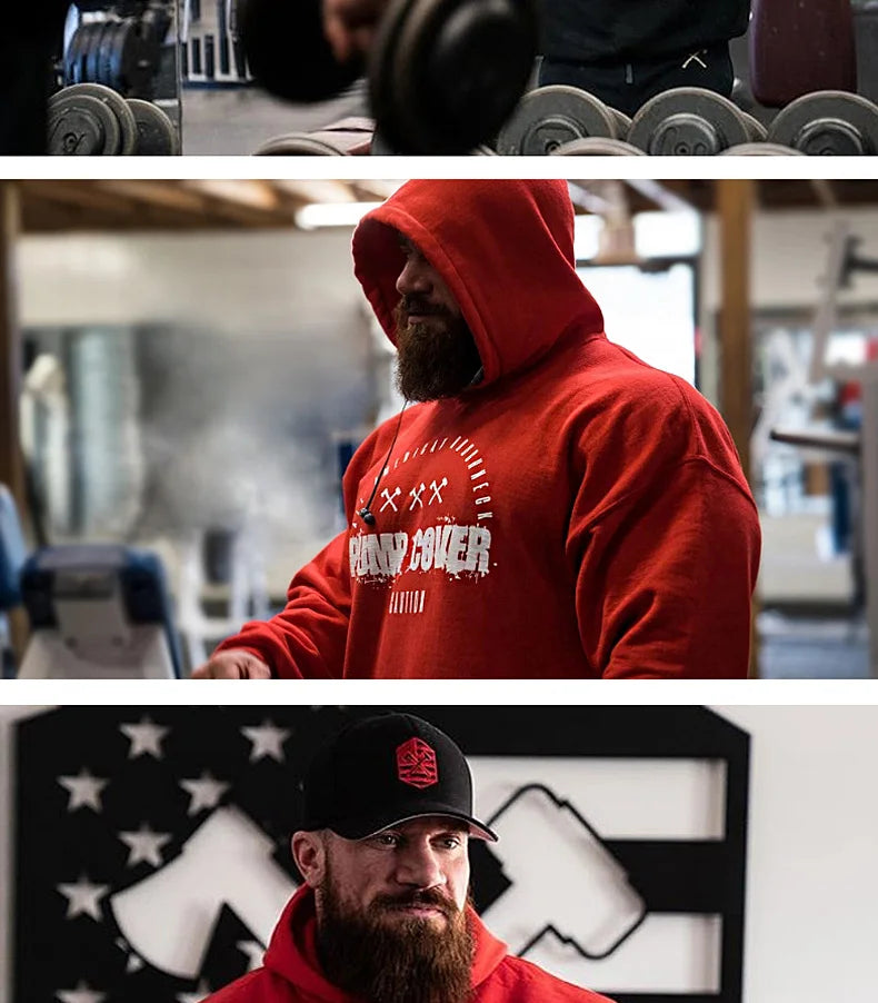 Autumn And Winter Men's Gym Wool Pullovers Fitness Sweatshirts Men Fleece Hoodies Stringer Bodybuilding Fitness Casual Coat