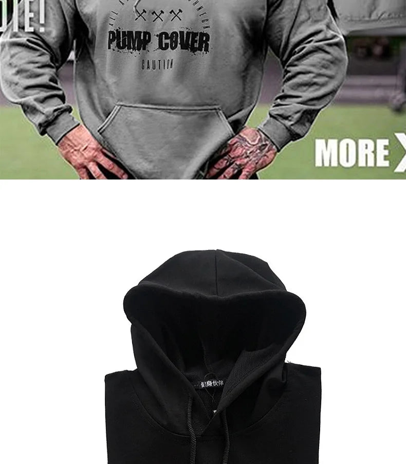 Autumn And Winter Men's Gym Wool Pullovers Fitness Sweatshirts Men Fleece Hoodies Stringer Bodybuilding Fitness Casual Coat