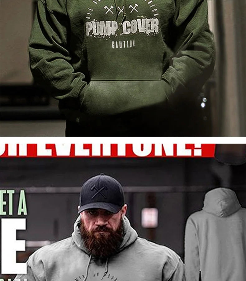 Autumn And Winter Men's Gym Wool Pullovers Fitness Sweatshirts Men Fleece Hoodies Stringer Bodybuilding Fitness Casual Coat
